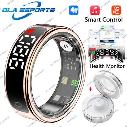 New Smart Ring Men Women Display Screen Gesture Swipe Video Smartring Waterproof Heart Rate Sleep Monitor Rings For Android IOS