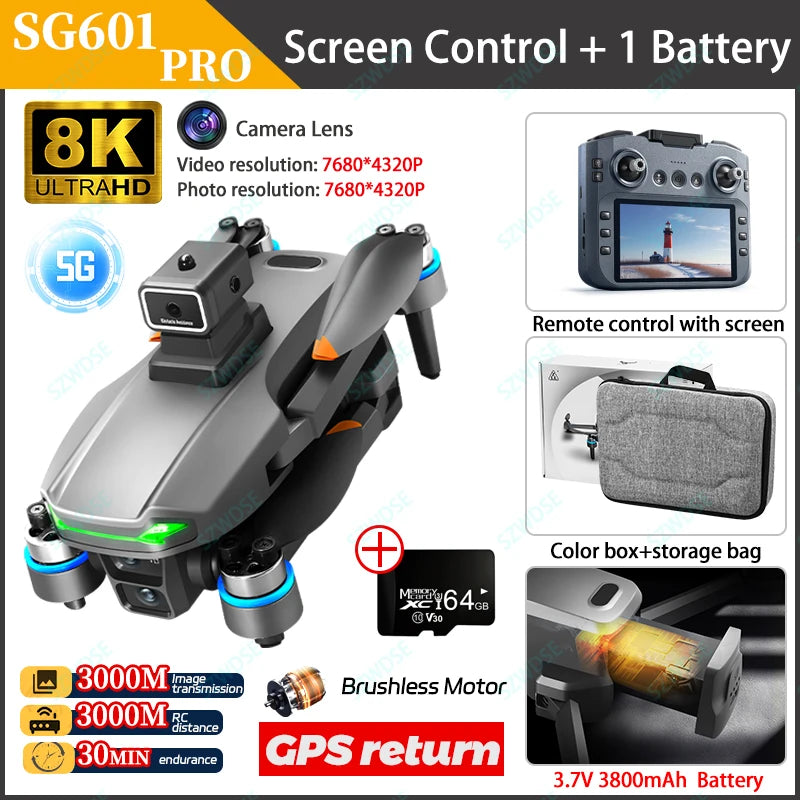 Beast SG601 PRO With Screen GPS Drone Aerial 8K HD Professional Quadcopter Obstacle Avoidance Brushless Remote Control Aircraft