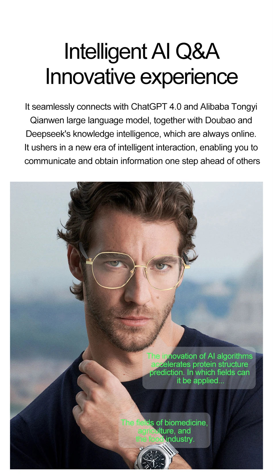 2025 New Smart Glasses Multiple Language Real-time Translation Wireless Call Music Play Sunglasses Waterproof Mens Smart Glasses