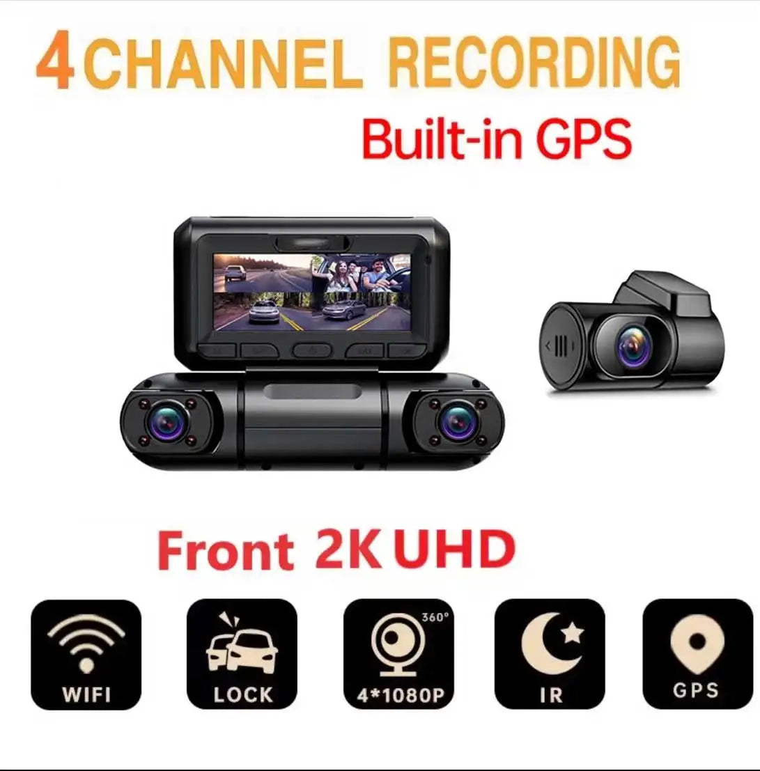 Dash Cam 4*1080P HD for Car DVR 4 Channal 360 Camera 24H Parking Monitor & GPS 5G WIFI Night Vision Auto Video Recorder 512G Max