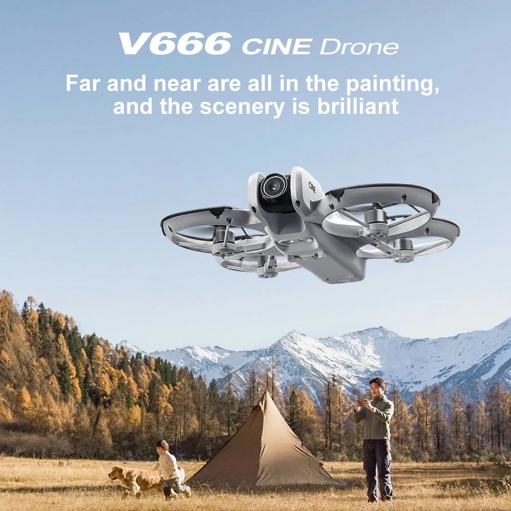 V666 Drone 4k HD Camera ESC 180° Aerial Aircraft Brushless RC Quadcopter Air Pressure Fixed Height Remote Control Airplane Gift