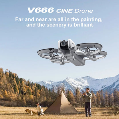 V666 Drone 4k HD Camera ESC 180° Aerial Aircraft Brushless RC Quadcopter Air Pressure Fixed Height Remote Control Airplane Gift