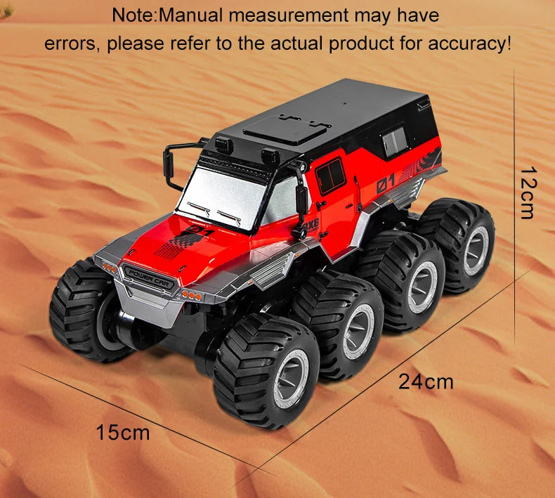 JJRC 8x8 2.4G Remote Control Car 8wd Off-road Amphibious Stunt Vehicle 8-Wheel Speed Racing Truck Waterproof Crawler Toys