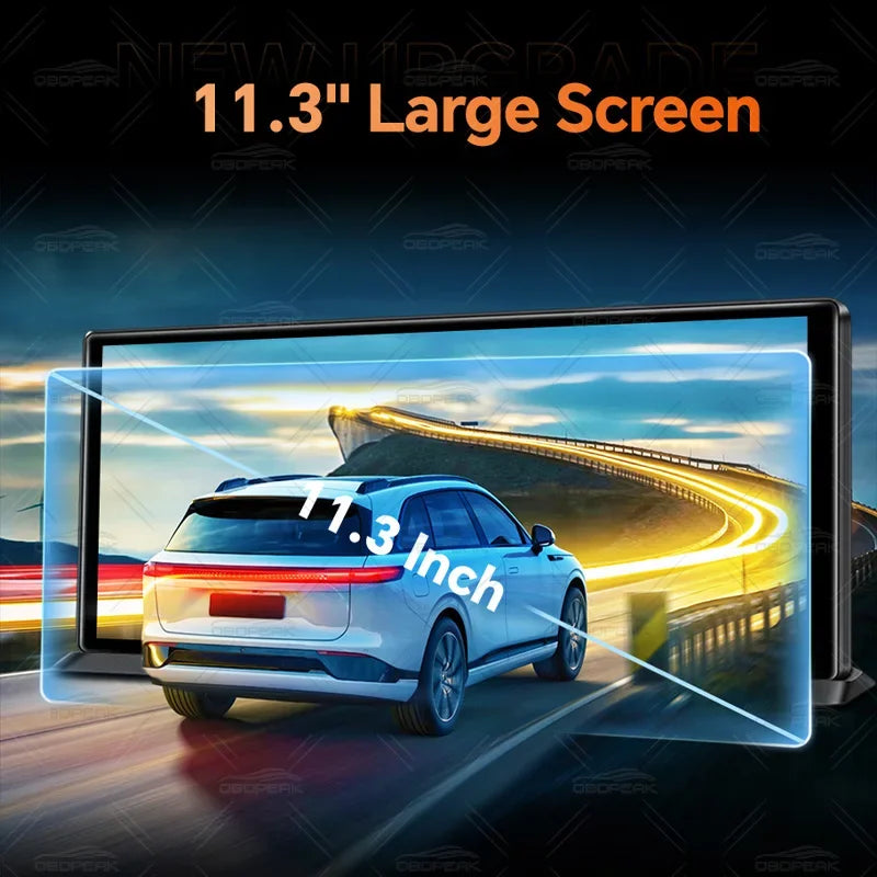 Dash Cam 5K Front Rear Car Camera Wireless CarPlay & Android Auto  WiFi GPS 11.3" Touch Screen GPS Navigation Night Vision DVR