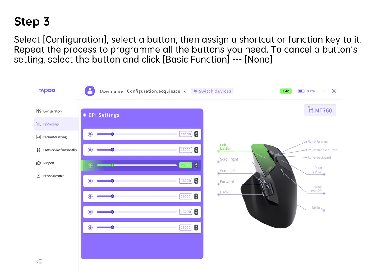 Rapoo MT760L/MT760M Multi-mode Rechargeable Wireless Mouse Ergonomic 4000 DPI Support Up to 4 Devices Bluetooth Mouse