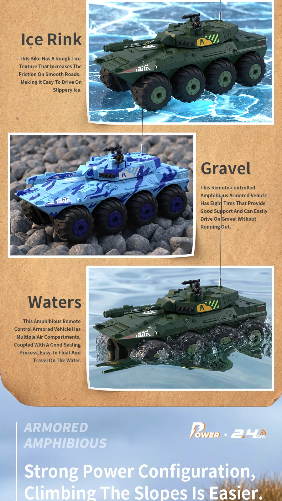 Large Rc Tank Buggy Car 1/32 Radio Control Car Remote Control Truck Amphibious Armored Vehicle 8WD Electric Model Toys for Boys