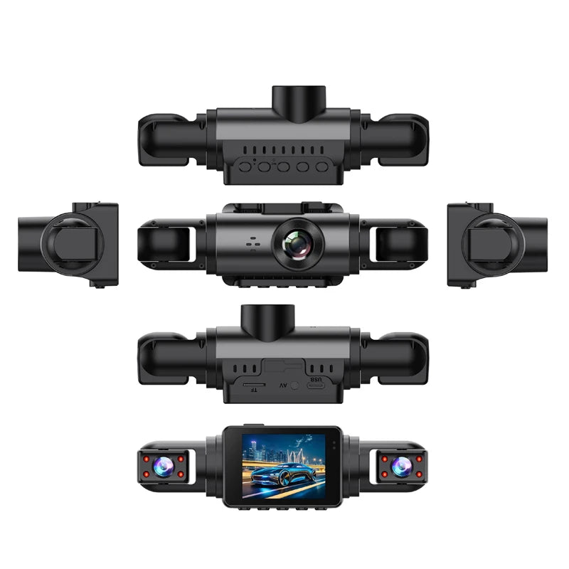 Dashcam Car Front and Rear 1080P 2inch IPS4-Channel Recording Video Recorder Car 4 Cameras Night Vision Recorder Black Box