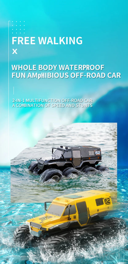  JJRC Q137 8x8 2.4G Remote Control Car 8wd Off-road Amphibious Stunt Vehicle 8-Wheel Speed Racing Truck Waterproof Crawler Toys