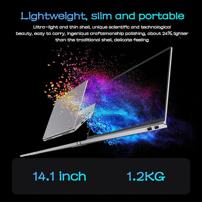 14.1" Slim Bezel Laptop Intel N3700 16GB RAM 1TB SSD Win11 Lightweight Office Entertainment Notebook