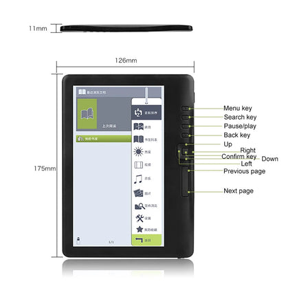 Portable Electronic Book 7 inch eBook Ereader Colorful HD Screen 800x480 E-books Reader Digital Book Read E‑book 4GB/16GB/32GB