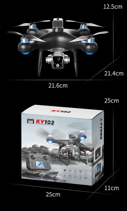 KY102 Drone 4K Remote Control Wizard with Screen Brushless Motor Optical Streaming Electric Lens HD Aerial Photography rc dron
