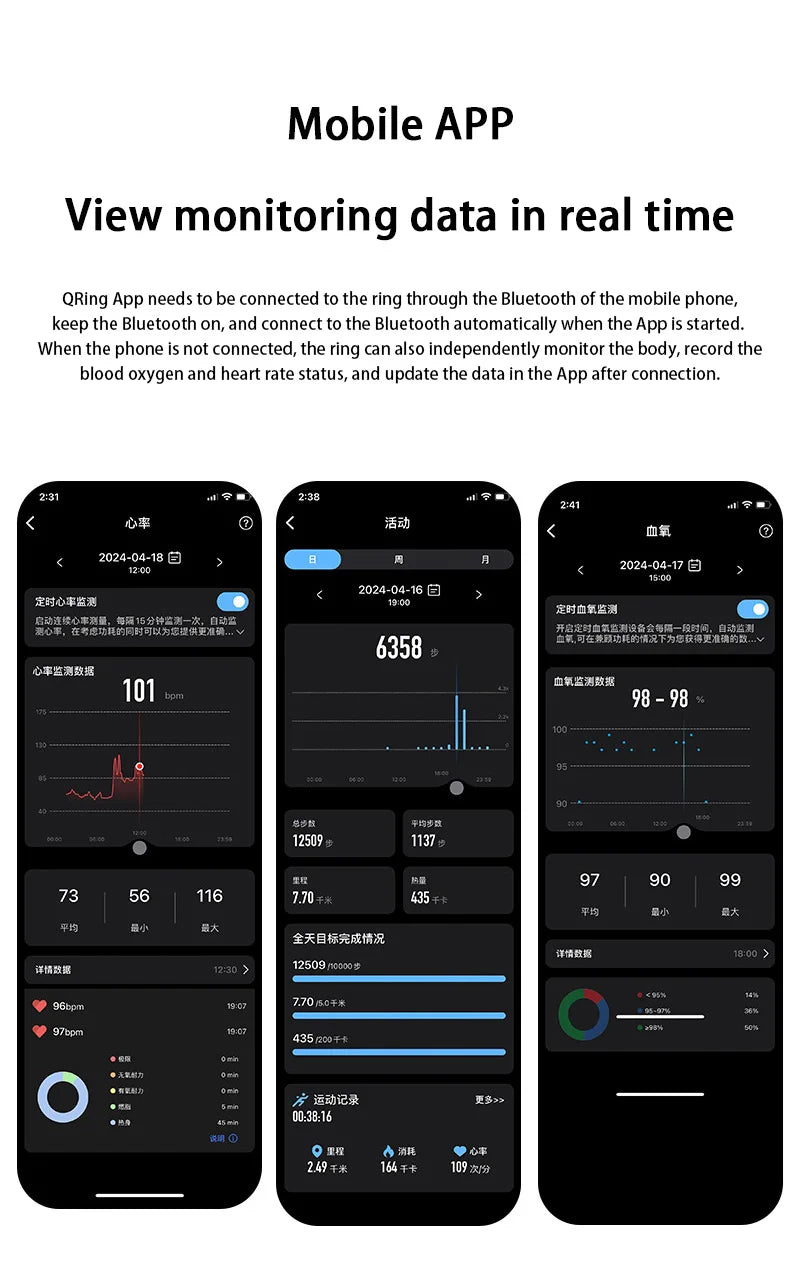 Xiaomi MIJIA Smart Ring With Charging Case Health Monitor Sleep Distance Calories IP68&5ATM Waterproof Multi-sport Men Women NEW