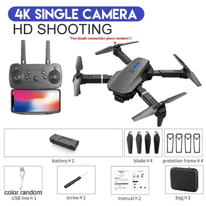 Professional Drone E88 4K Wide-Angle HD 1080P Camera WiFi FPV Height Hold Foldable RC Drone Quadrotor Helicopter Children's Toys
