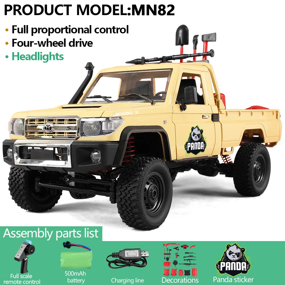 Panda Edition MN82 RC Cars 1/12 Full Scale 2.4G4WD 280 Motor Remote Control Off-Road Pickup Truck Model Car for Boys Adult Gifts