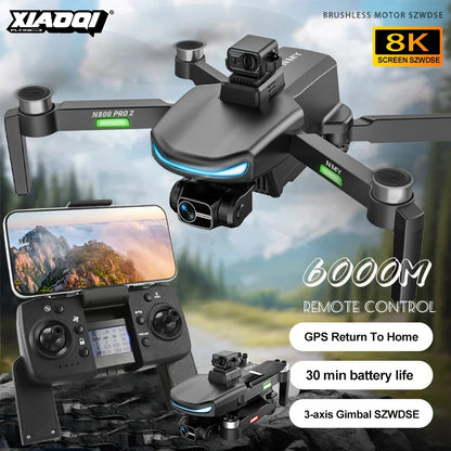 New N800 Pro2 GPS Drone Professional 8K HD Camera With Obstacle Avoidance 3-Axis Gimbal Brushless 5G WIFI FPV RC Dron Quadcopter