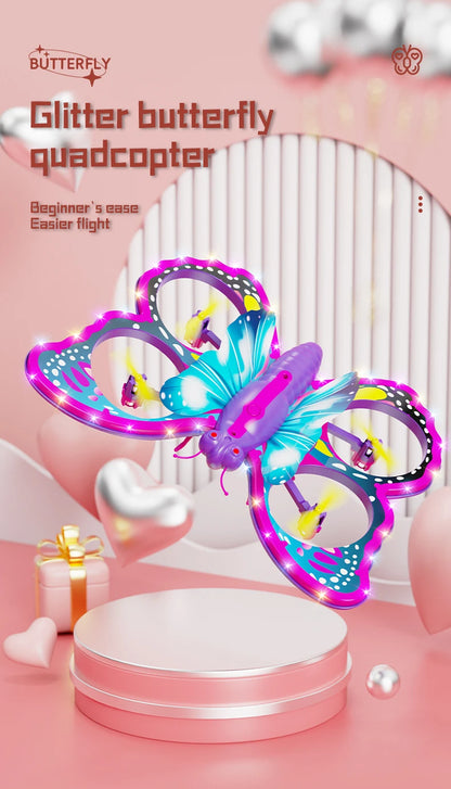 New V40 Glitter Butterfly Remote Control Aircraft 2.4GHz Gravity Sensing Mini Drone RC Quadcopter Children's Toy Gift