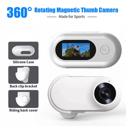 Small Action Camera, Portable Thumb Camera For Travel, Sports,Vlogging, Weight 22g, With Portable Camera Accessories, Data Cable
