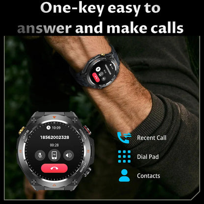 For Huawei Xiaomi GPS Outdoor Military Smart Watch Men 5ATM Waterproof Compass Altitude Monitor Watch 650mAh BT Call Smartwatch