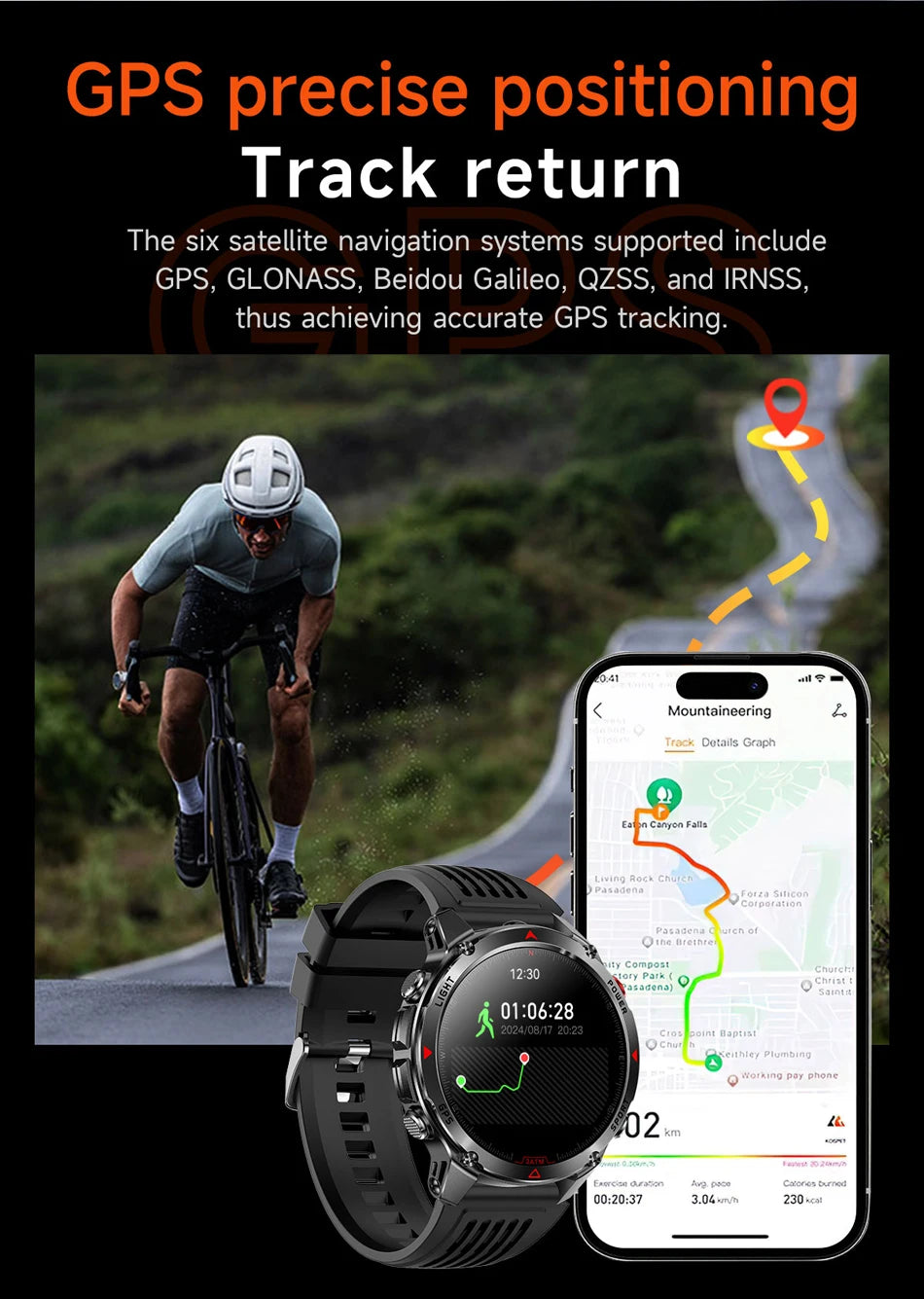 Built-in GPS Positioning Smart Watch Men 1.46 Inch HD Screen Compass 100+ Sport Mode 30M Waterproof Bluetooth Call Smartwatch