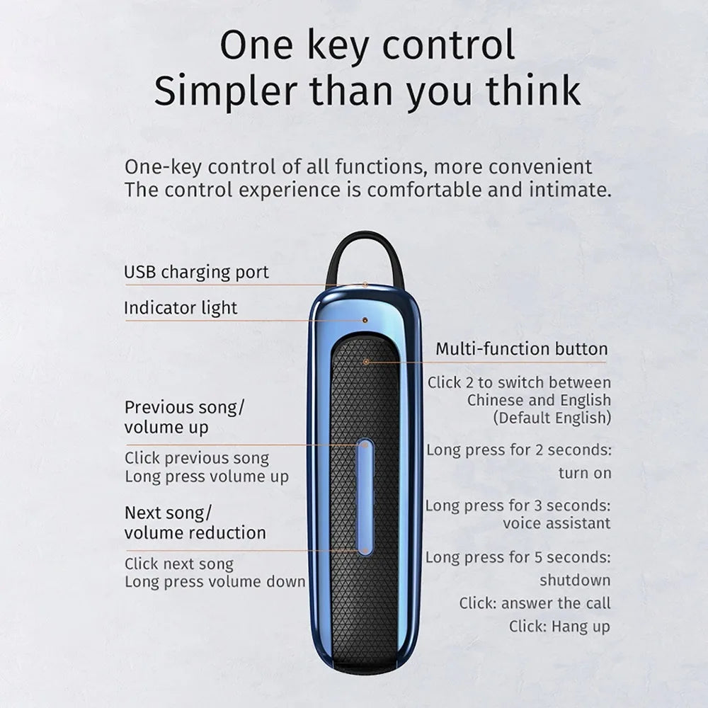 Ear Hook E1 Wireless Bluetooth Earphone Earbuds in-ear Business Headphones Long Standby Hi-Fi Stereo E1 Bluetooth Headset Gaming