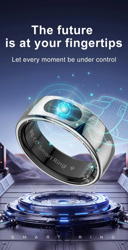 Smart Ring with Case-Skin Temperature Measure,Message Call Reminder,Sport Health Sleep Monitor,IP68 5ATM,Touch Control Rings