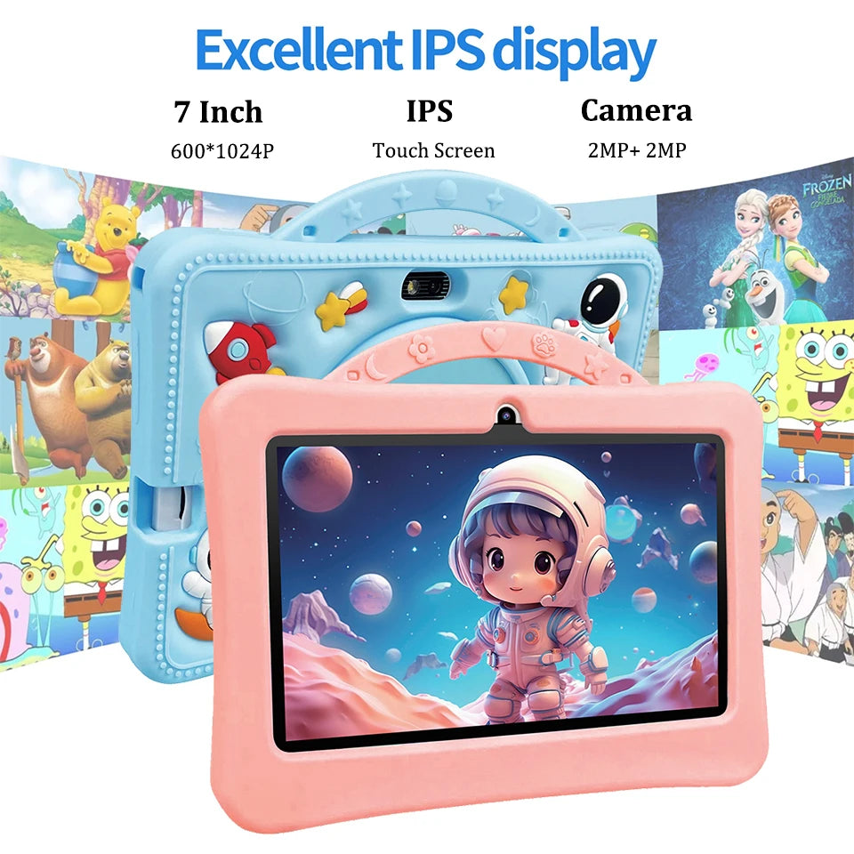 7 Inch Cartoon Pattern Kids Tablet 4+128GB 5G WiFi Learning Education Android 14.0 Tablets with Parent Control Children's Gifts