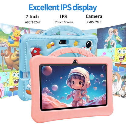7 Inch Cartoon Pattern Kids Tablet 4+128GB 5G WiFi Learning Education Android 14.0 Tablets with Parent Control Children's Gifts