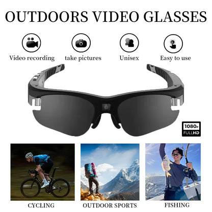 FHD Sports Video Recorder Glasses Mini Action Camera Portable Smart Cam Sunglasses Wearable Bodycam  Driving Bike Riding Outdoor