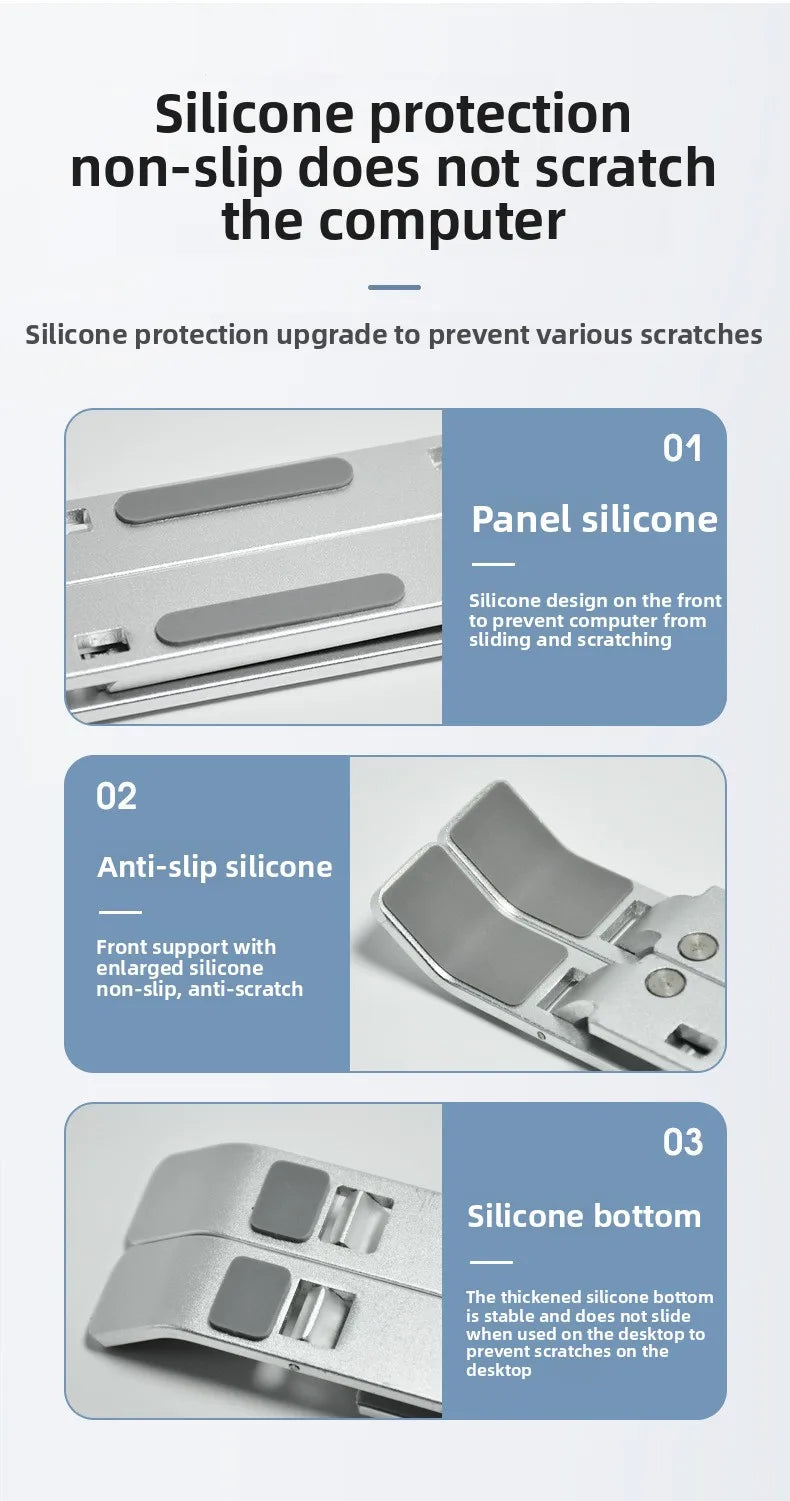 Computer stand, notebook folding, heat dissipation, aluminum alloy bracket, portable storage, lifting laptop stand