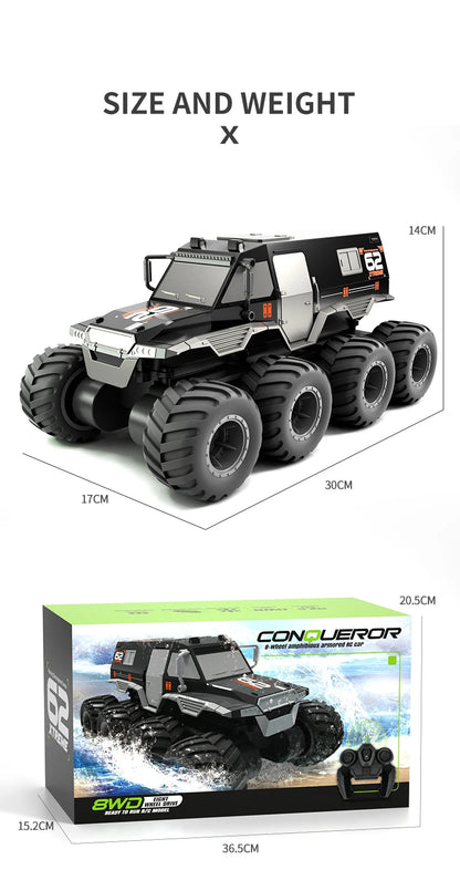  JJRC Q137 8x8 2.4G Remote Control Car 8wd Off-road Amphibious Stunt Vehicle 8-Wheel Speed Racing Truck Waterproof Crawler Toys