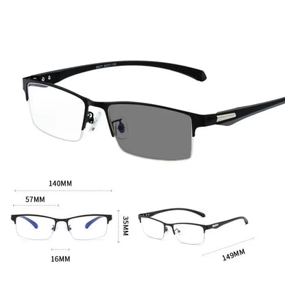 Smart Photochromic Reading Glasses for Men Trendy Presbyopia Sunglasses 2 in 1 Unisex Farsighted Eyewear Prescription +1.0 +1.5