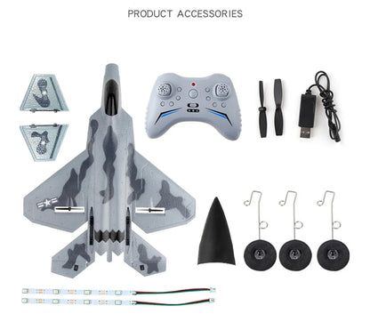 Foam RC Aircraft F22 Fighter Raptor Series FX-822 With Light 2.4Ghz 2CH Foam Drone Ready To Fly Airplane Toy Boy