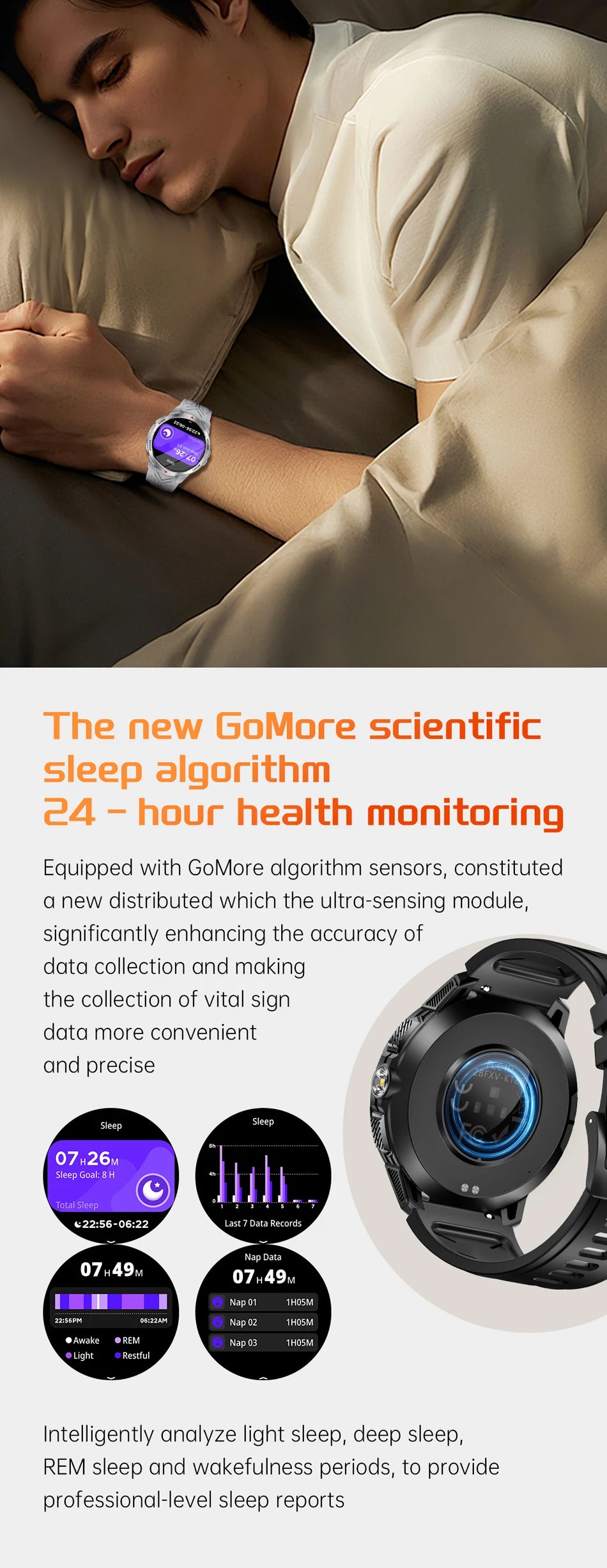 GPS Outdoor Sports Smartwatches 1100mAh Battery Compass Men's LED Lights 5ATM Waterproof Watch Bluetooth Call Smart Watch