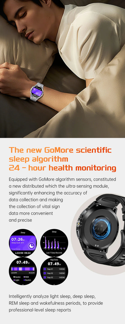 GPS Outdoor Sports Smartwatches 1100mAh Battery Compass Men's LED Lights 5ATM Waterproof Watch Bluetooth Call Smart Watch