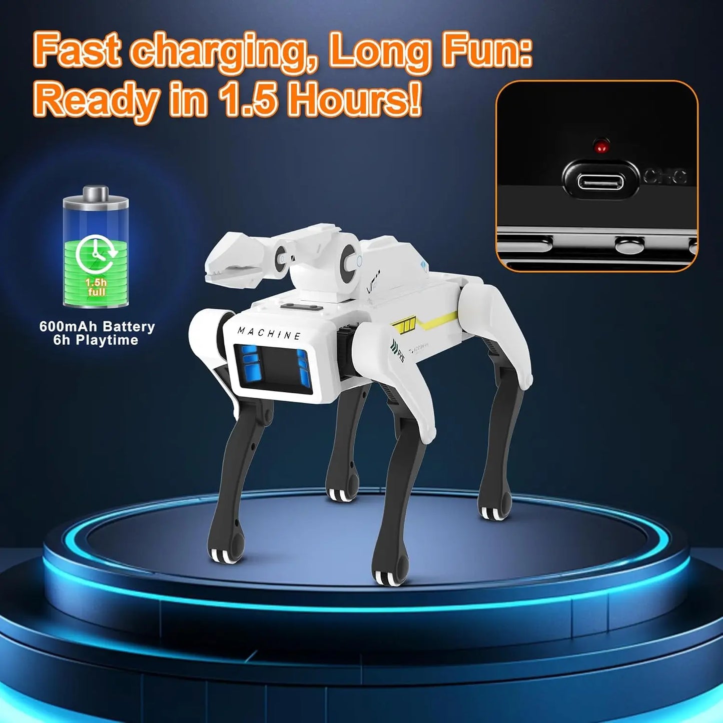 RC Mechanical Dog Multifunction Electric Intelligent Robot Dog with Turret Educational Toy Bionic Smart Robot Toy Gift ﻿