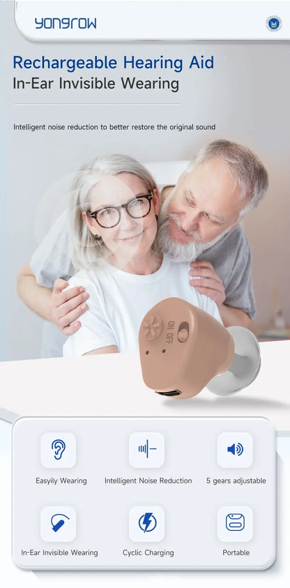 Noise-Reducing Hearing Aid Earphones Assistive Listening Earphones for the Deafness Behind Ear Adjustable Amplifier Speaker