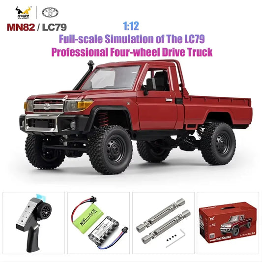 Rc Car MN82 1:12 Retro with LED Lights, Full Scale Analog LC79, Professional Four-wheel Drive Truck, Toy Truck Model RC