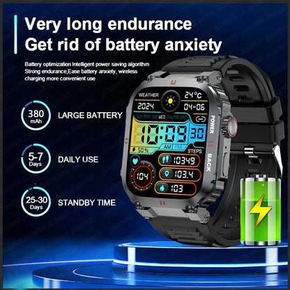 Men's Outdoor Sports Bluetooth Call Smart Watch 1.91 Inch Full Screen Touch Flashlight 110+ Sport Mode Smartwatch 2025 New