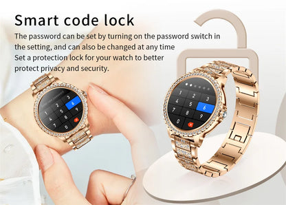 2005 New Fashion Ladies Bluetooth Call Smart Watch AMOLED HD Screen Health Monitoring Sports Diamond Smartwatch IOS Android