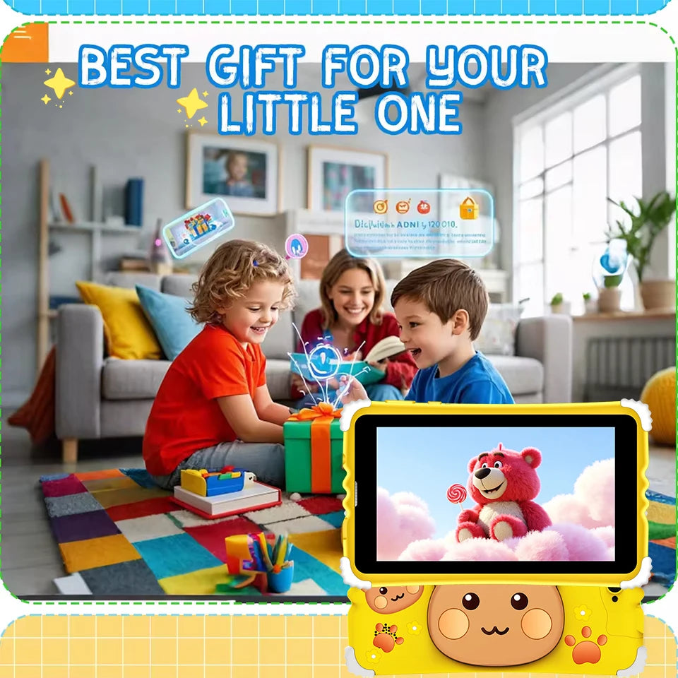 7 Inch Kids Tablet 4GB RAM 128GB ROM Android 15.0 MTK8321 Quad Core Dual Camera WIFI 1024*600 IPS Screen Childrem's Gift Tablets