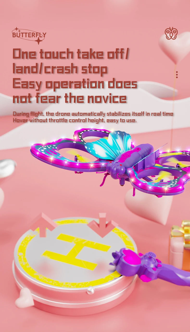 New V40 Glitter Butterfly Remote Control Aircraft 2.4GHz Gravity Sensing Mini Drone RC Quadcopter Children's Toy Gift