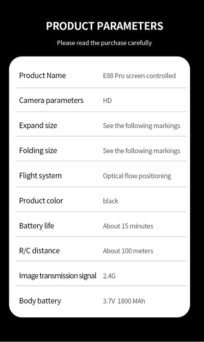 New E88Pro Screen Controlled Drone Remote Control with Display Quadcopter Optical Flow Dual Camera Aerial Photography Aircraft