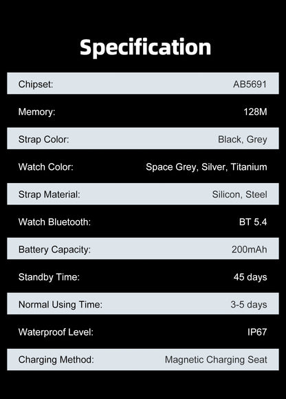 2025 new smart watch, 1.96-inch sports watch, IP67 waterproof, 110+ sports mode, fitness activity tracker, ultra-thin watch.