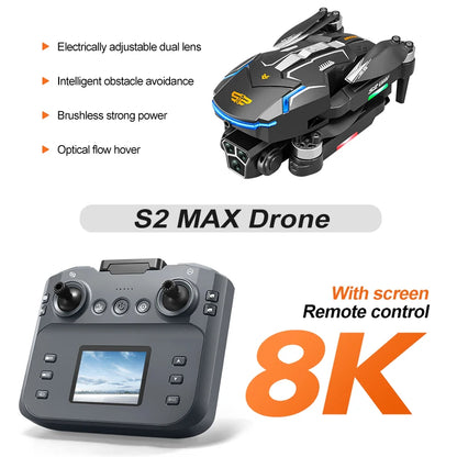 S2 Drone 8k Professional Hd Dual Camera Obstacle Avoidance Foldable Quadcopter Drone With Screen Remote Control New