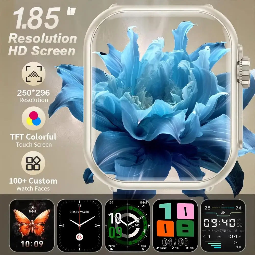 Smart Watch for Men Women, 1.85" HD Screen Fitness Tracker, 100+ Sport Modes, Heart Rate/Sleep Monitor, for Android/iPhone