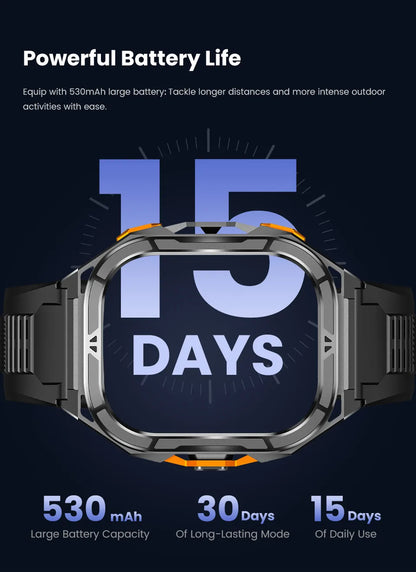 GPS Smart Watch 1.96" AMOLED HD 100+ Sports Modes 480mAh large 15-Day Battery 50M Waterproof Heart Rate/Sleep Monitor,Bluetooth