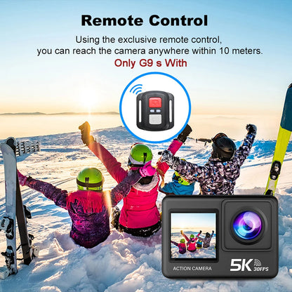 Action Camera 5K 4K60FPS 50MP 2.0 Touch EIS Pre-Record Wireless Mic Wi-Fi 170D DVR Webcam Waterproof 30M 5X Zoom Sports Camera