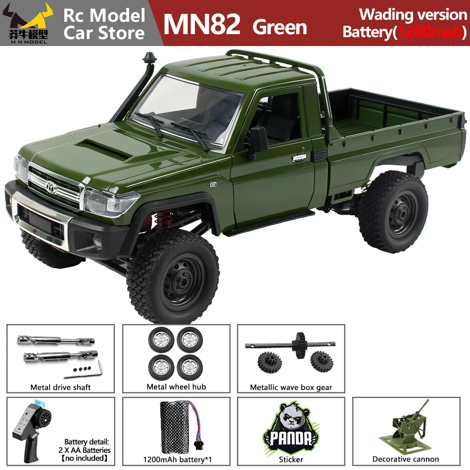 MN MODEL 1:12 4WD RC Panda Off-road Diving Car Adventure Terrain Vehicle Wading Rock Crawler Climbing Gun Truck Toy for Adult