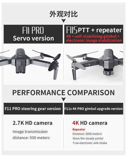 F11 4K Pro Drone Profesional 5G WIFI EIS Cameras Com 2 eixos Anti-Shakes FPV Brushless Quadcopter 3000M 1 battery RC Drones Toys