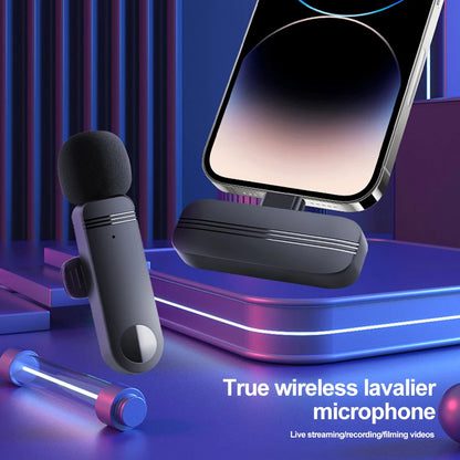 2.4G Wireless Lavalier Microphone With Windproof Cove Audio Video Recording Mini Mic For Android Mobile Phone Microphone